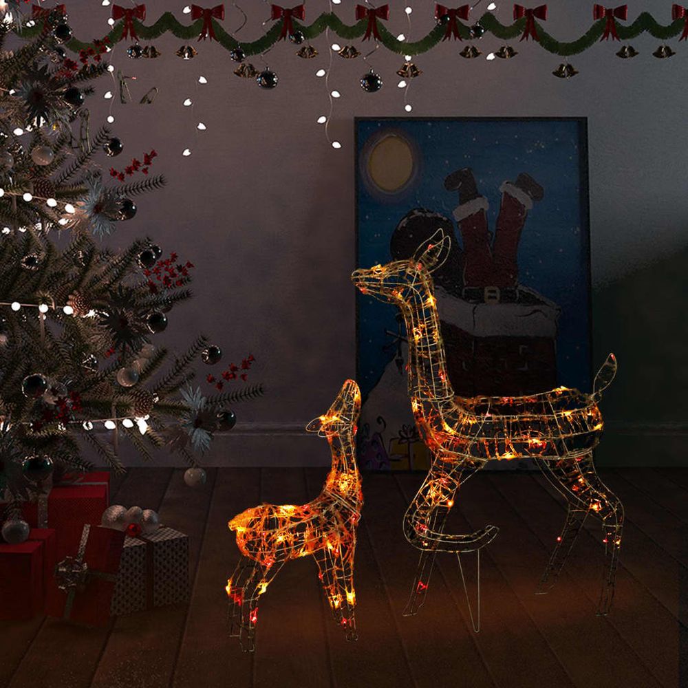 Acrylic Reindeer Family Christmas Decoration 160 LED Warm White - anydaydirect