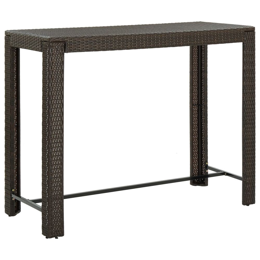 Garden Bar Table Brown 60.5x60.5x110.5 cm Poly Rattan - anydaydirect