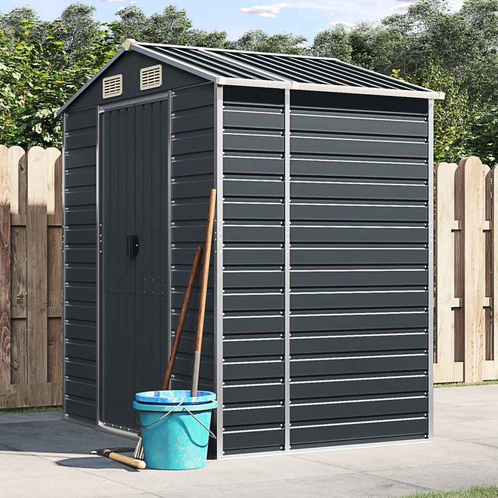 vidaXL Garden Shed Anthracite 191x130x198 cm Galvanised Steel - anydaydirect