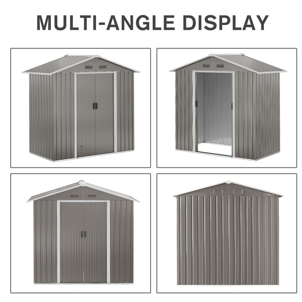 Outsunny 6.5x3.5ft Metal Garden Shed for Garden and Outdoor Storage, Grey - anydaydirect