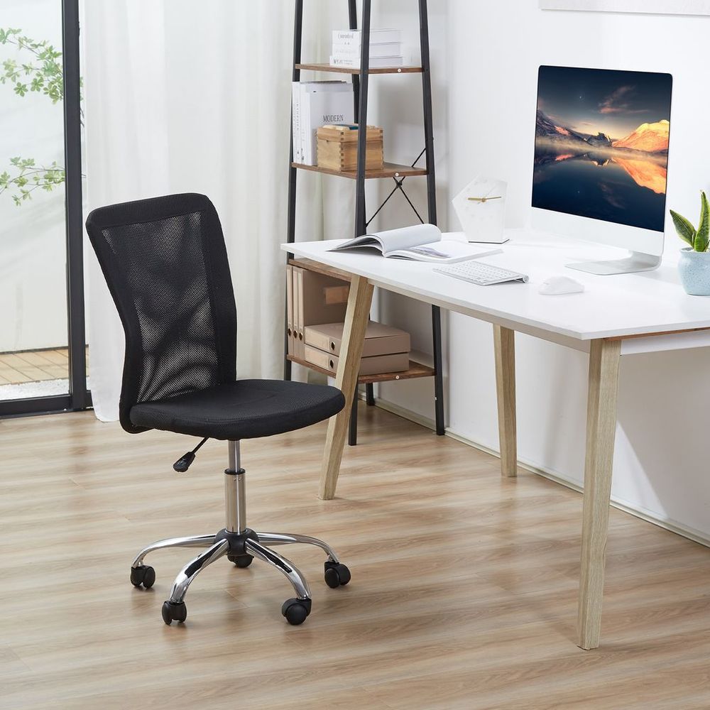 Armless Office Chair Ergonomic Padded Height Adjustable Mesh Back 5 Wheels - anydaydirect