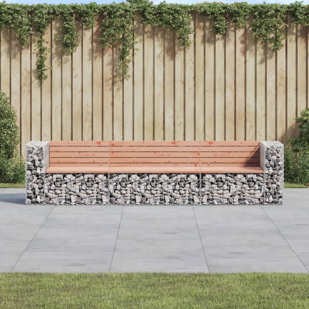 vidaXL Garden Bench Gabion Design 287x71x65.5 cm Solid Wood Douglas - anydaydirect