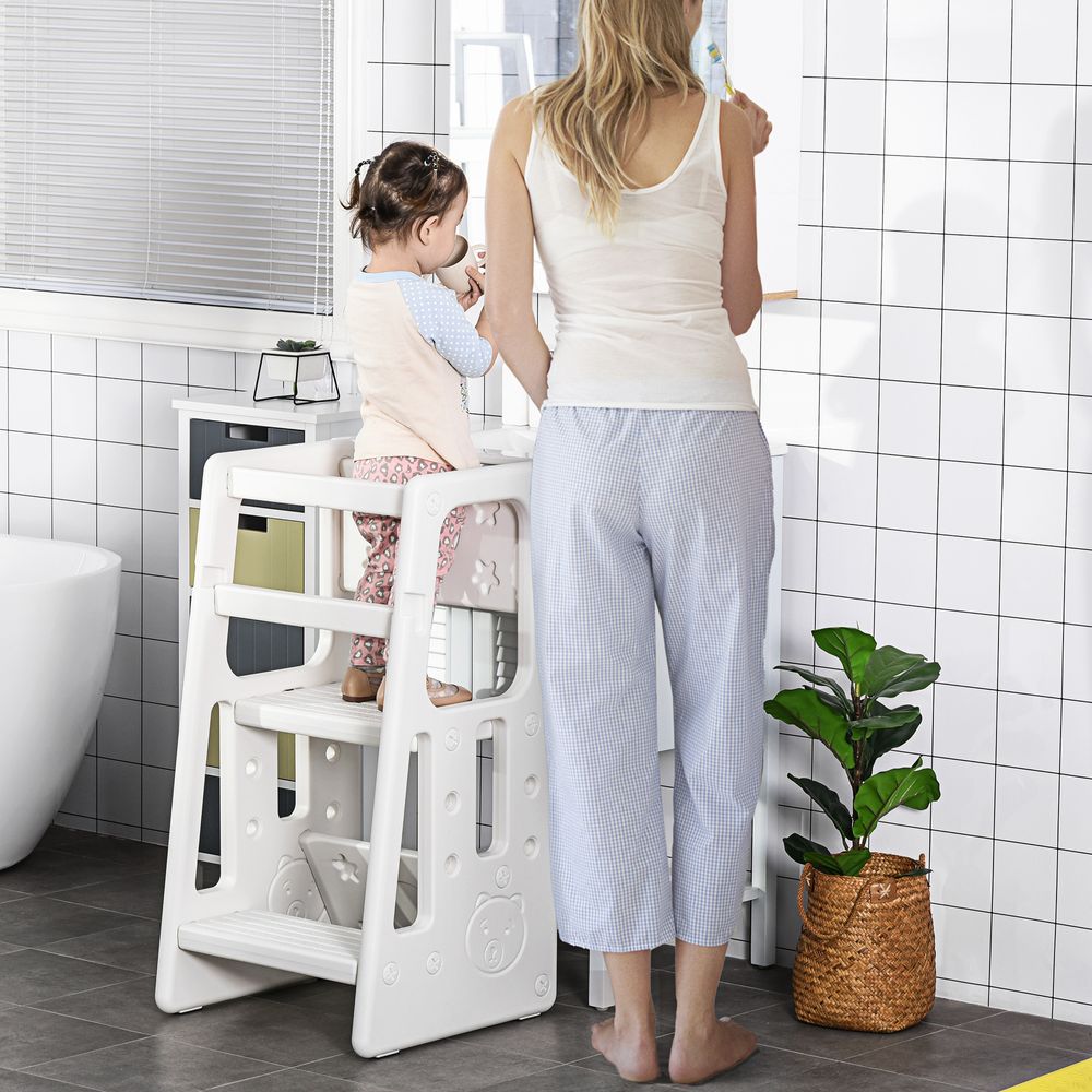 Kids Step Stool Adjustable Standing Platform Toddler Kitchen Stool HOMCOM - anydaydirect