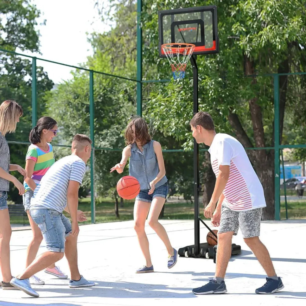 2.1-2.6m Basketball Hoop and Stand with Weighted Base, Portable on Wheels - anydaydirect