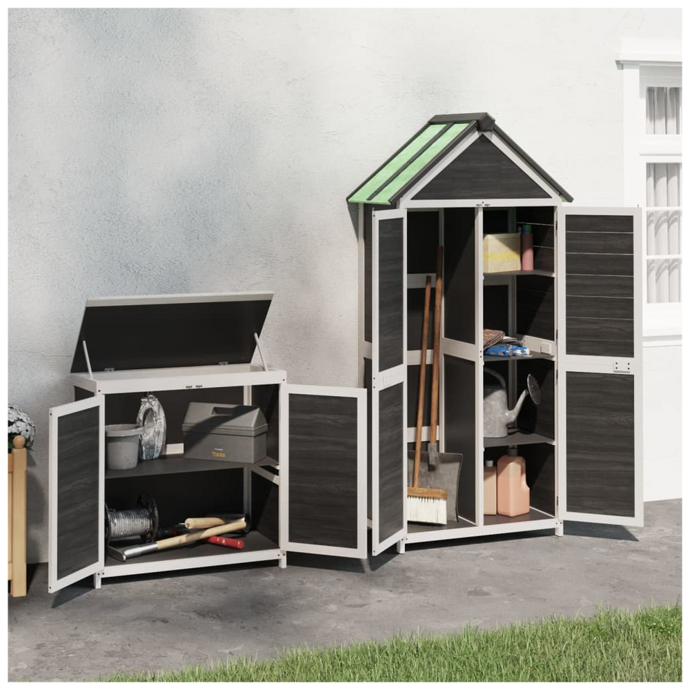 vidaXL 2 Piece Garden Tool Shed Set Brown Solid Wood Pine - anydaydirect