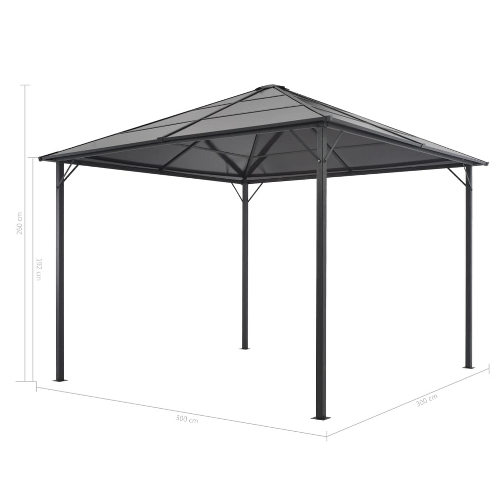 Gazebo with Roof Aluminium 3x3 m Black - anydaydirect