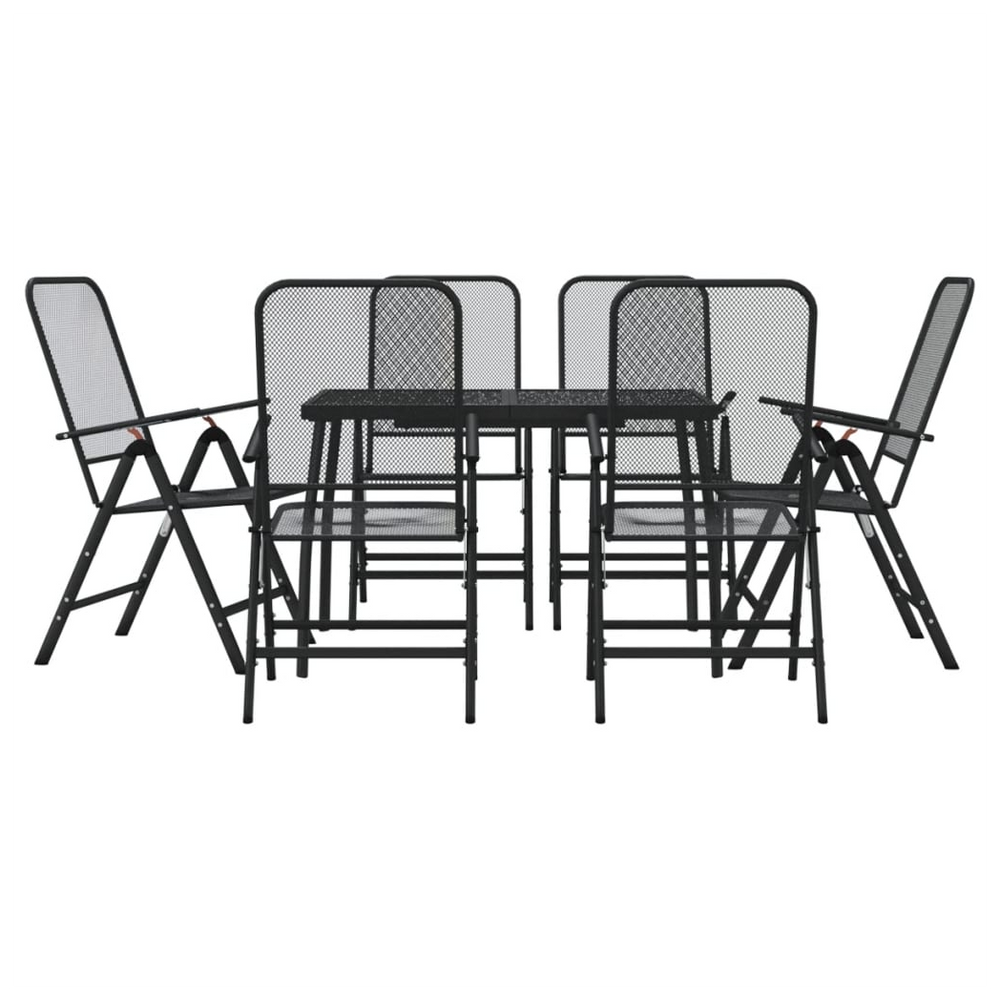 vidaXL 7 Piece Garden Dining Set Anthracite Metal Mesh - anydaydirect