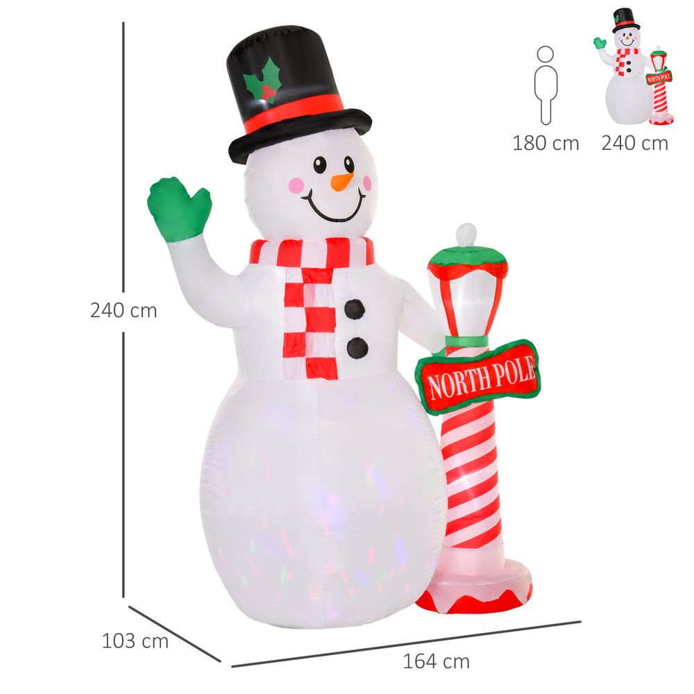 8ft Tall Christmas Inflatable Snowman Street Lamp Lighted Garden Lawn - anydaydirect