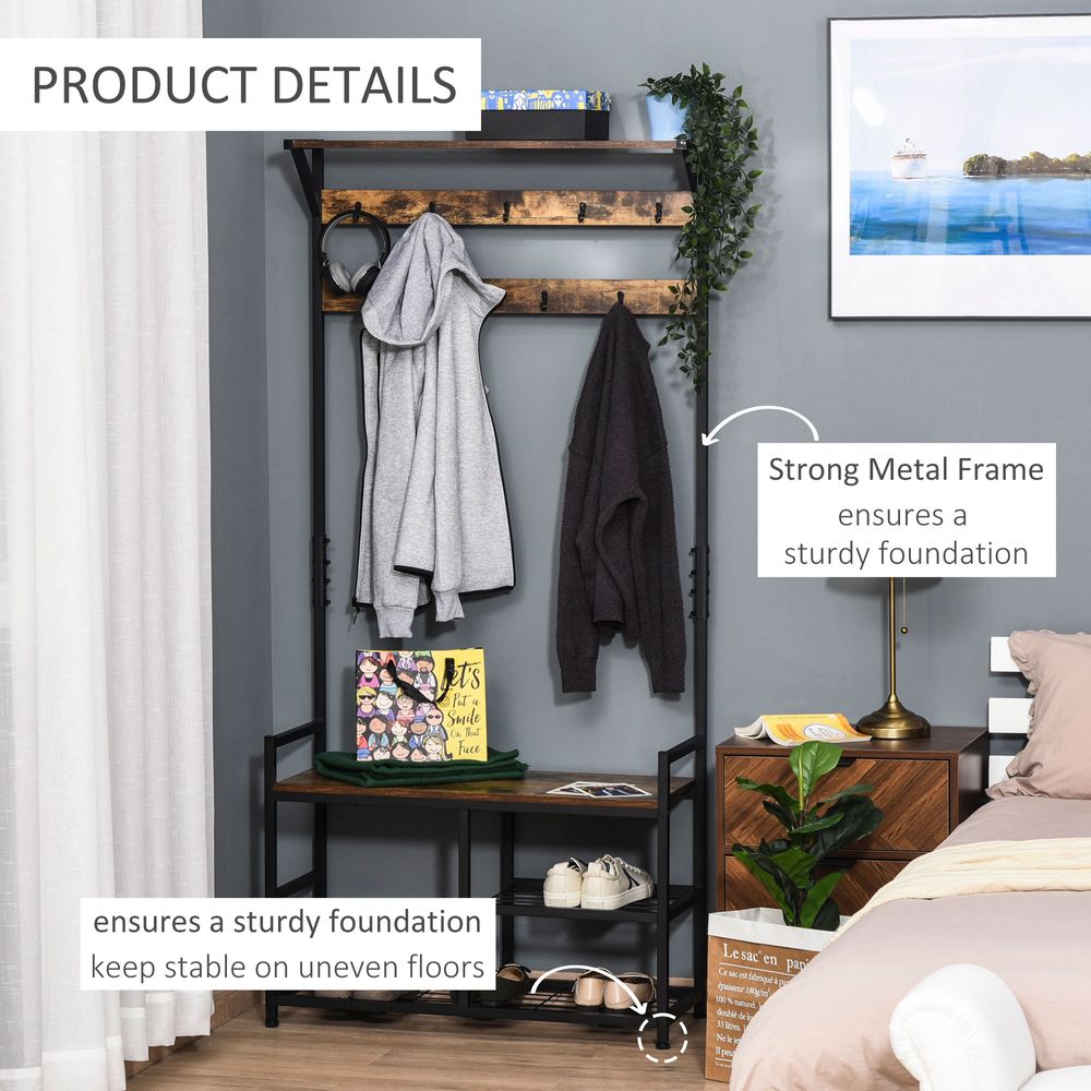 Coat Rack Stand Shoe Storage Bench for Bedroom Living Room Entryway - anydaydirect