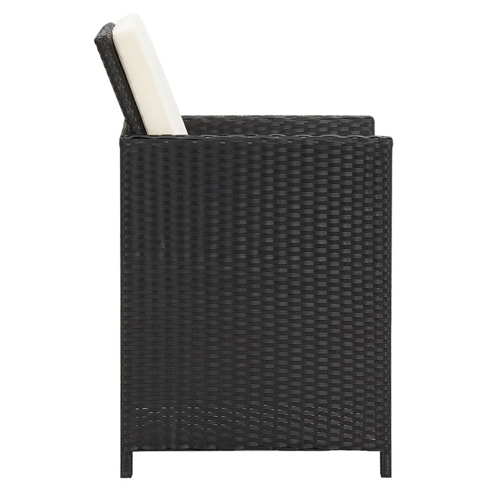 Garden Dining Chairs with Cushions 4 pcs Black Poly Rattan - anydaydirect