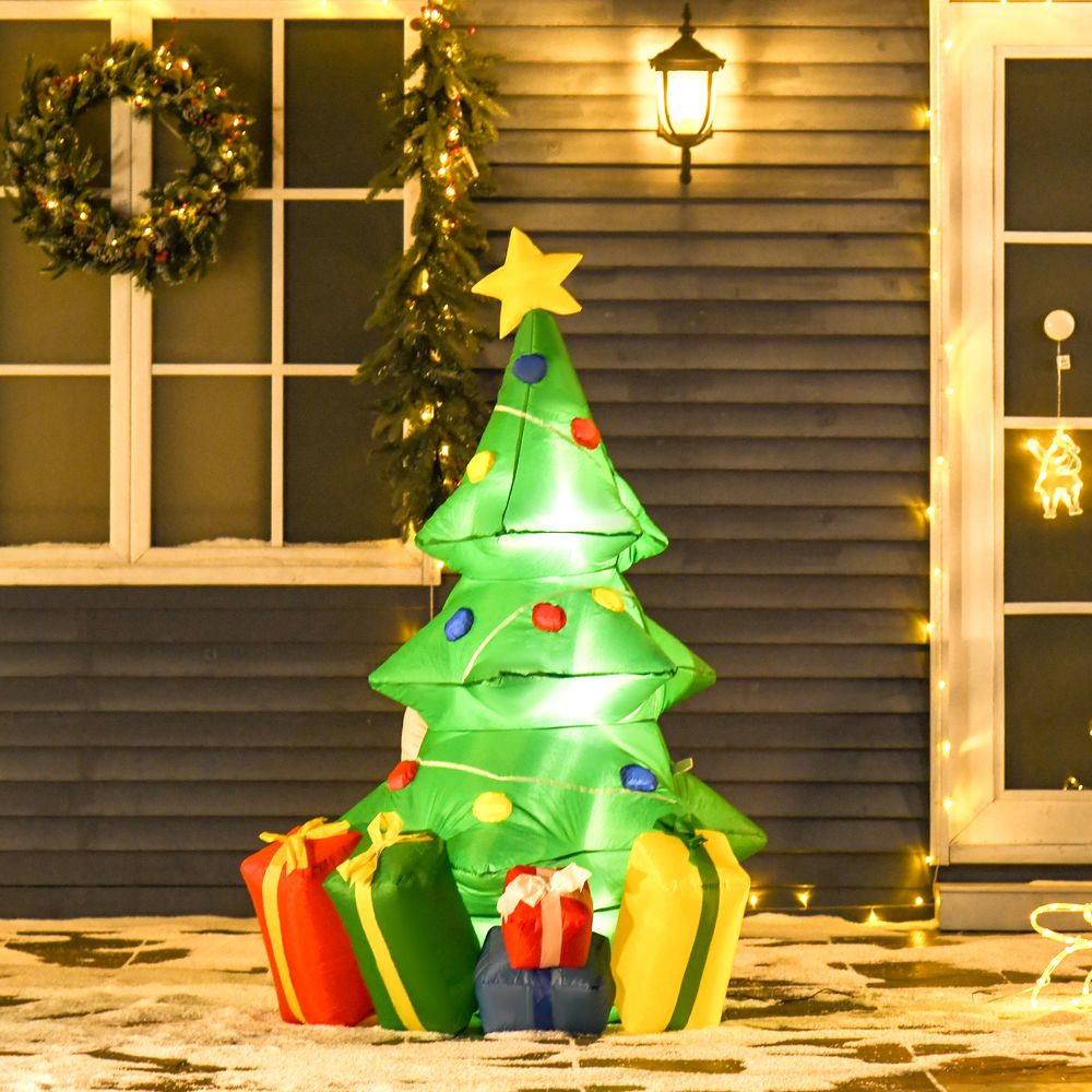 5ft Inflatable Christmas Tree Xmas Air Blown  LED Lawn Yard Outdoor Ornaments - anydaydirect