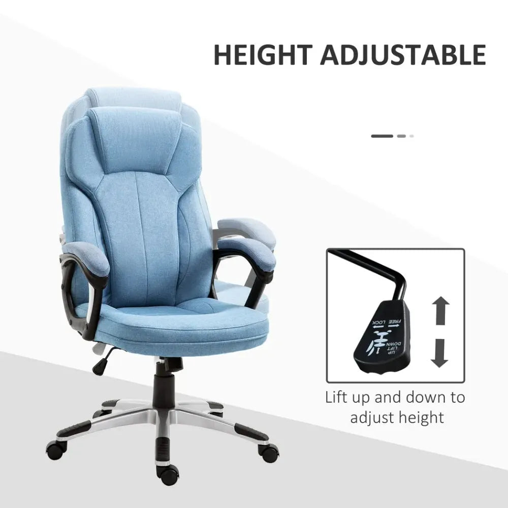 High Back Home Office Chair Height Adjustable Computer Chair w/ Armrests, Blue - anydaydirect
