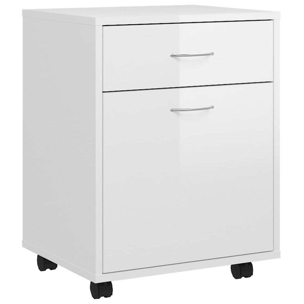 Rolling Cabinet High Gloss White 45x38x54 cm Engineered Wood - anydaydirect