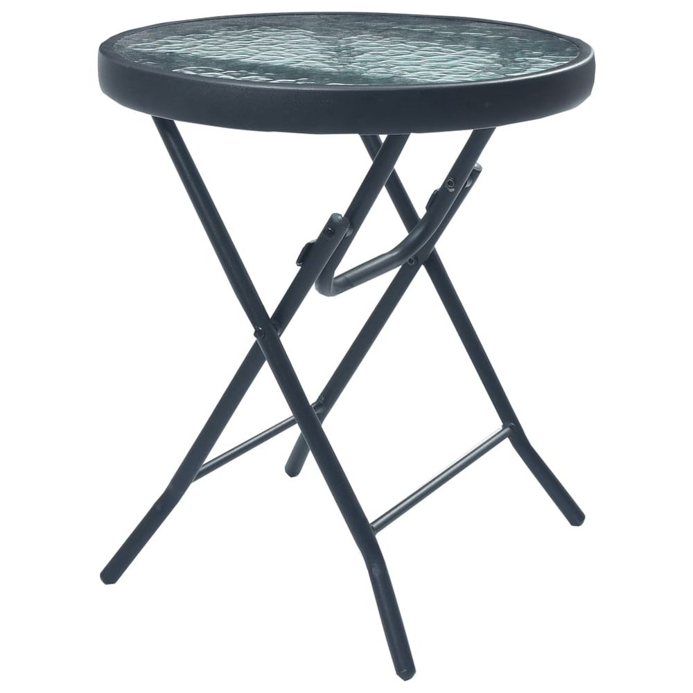 Bistro Table Black 40x46 cm Steel and Glass - anydaydirect