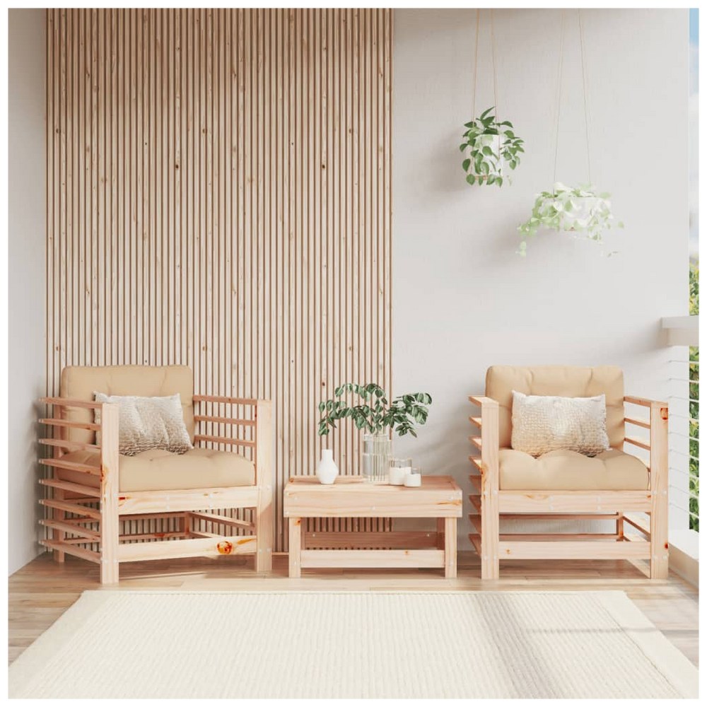 vidaXL Garden Chairs with Cushions 2 pcs Solid Wood Pine - anydaydirect