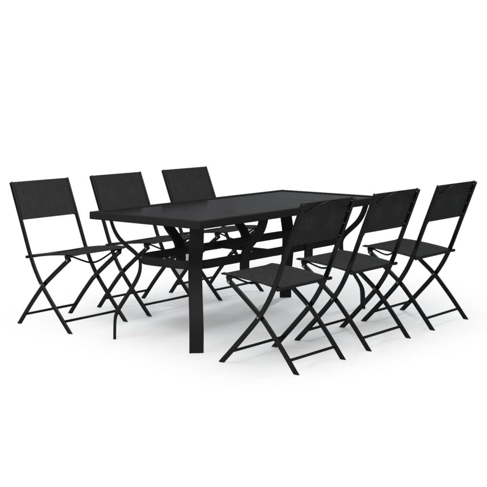 7 Piece Garden Dining Set Grey and Black - anydaydirect