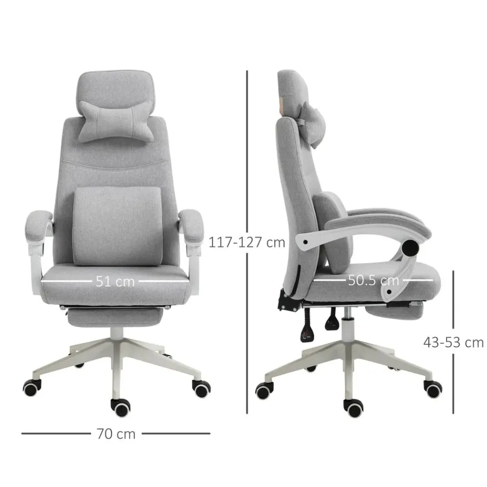 Ergonomic Home Office Chair 360 Swivel with Footrest Height Adjustable Grey - anydaydirect