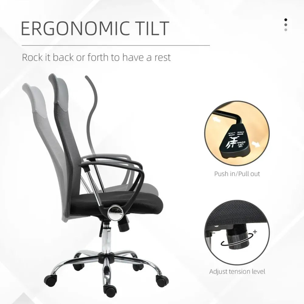 Executive Office Chair High Back Mesh Chair Seat Office Desk Chairs, Black - anydaydirect