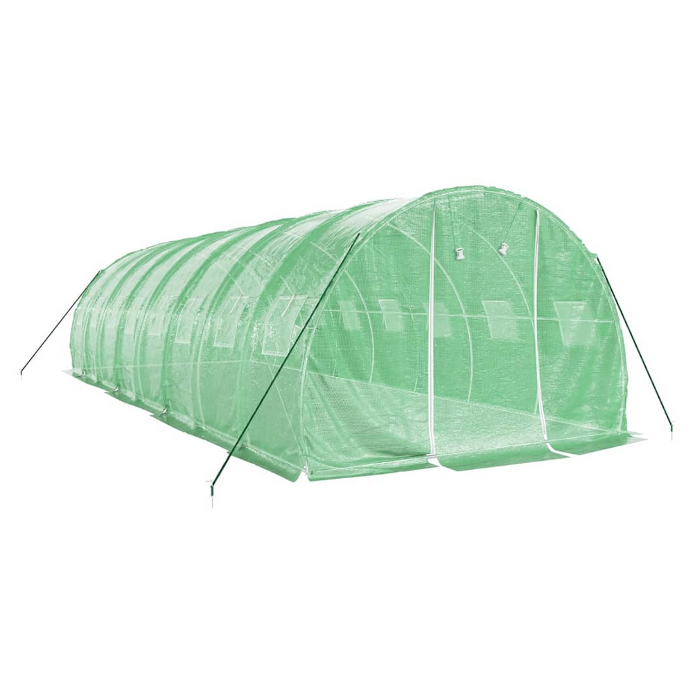 vidaXL Greenhouse with Steel Frame Green 24 m² 8x3x2 m - anydaydirect