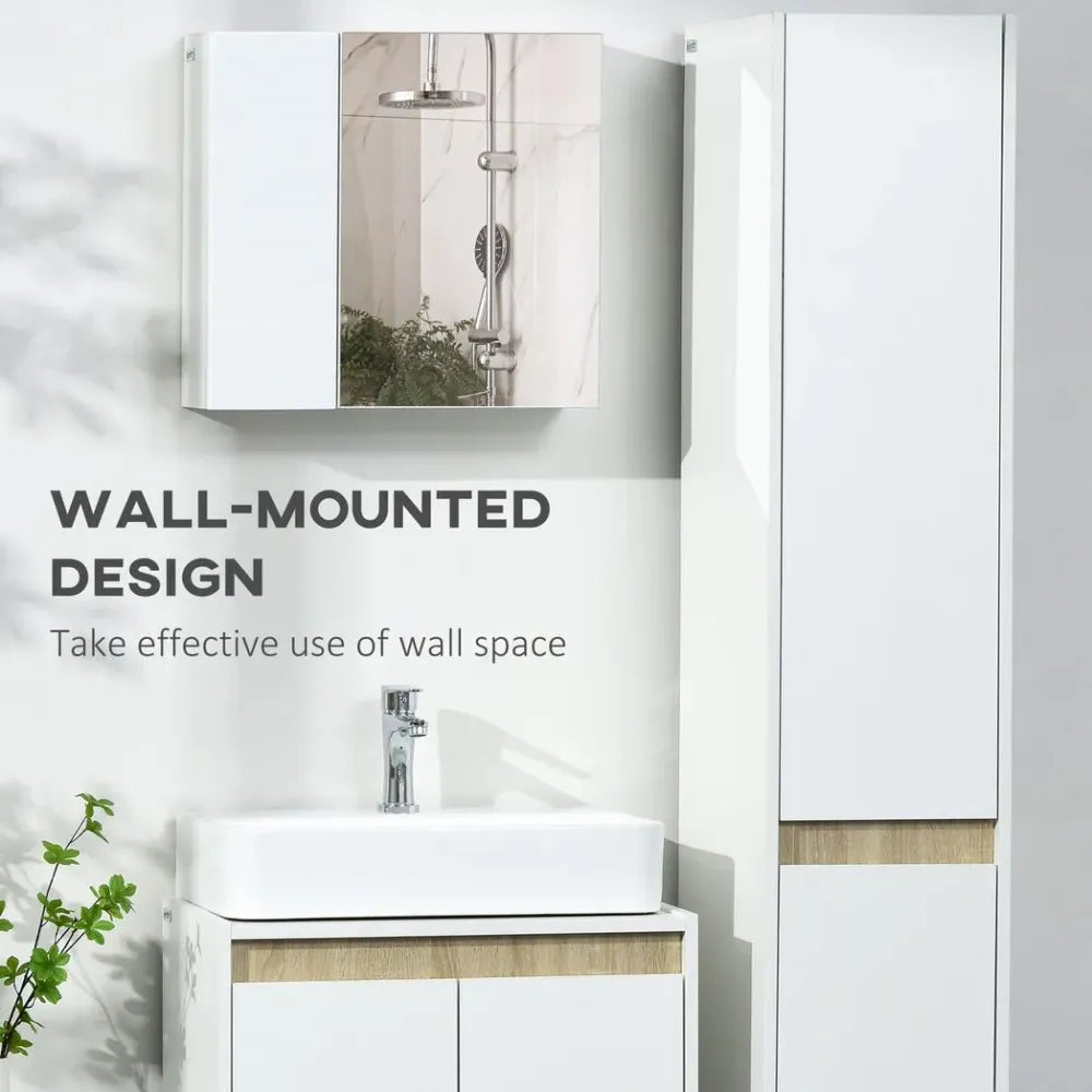Bathroom Mirror Cabinet Wall Mount Storage Organizer w/ Adjustable Shelf White - anydaydirect