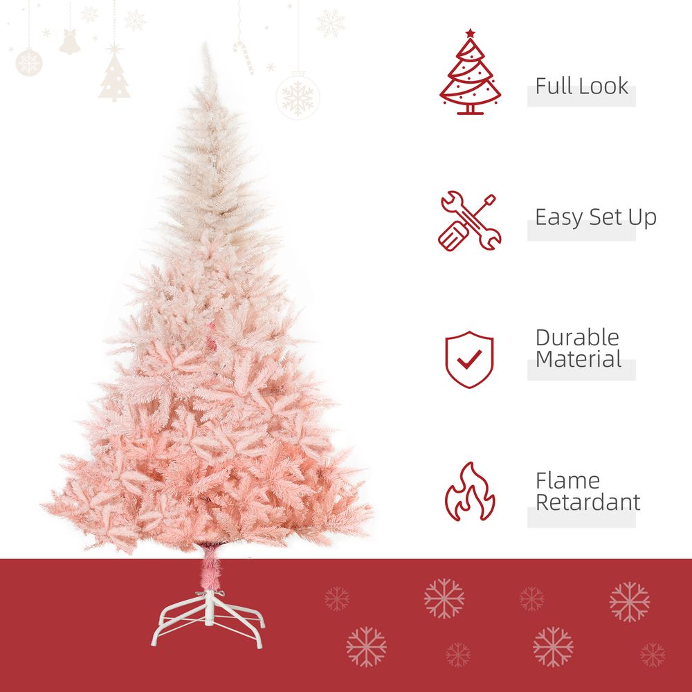 6FT Pink Artificial Christmas Tree Metal Stand Fully Pretty Home Office Joy - anydaydirect