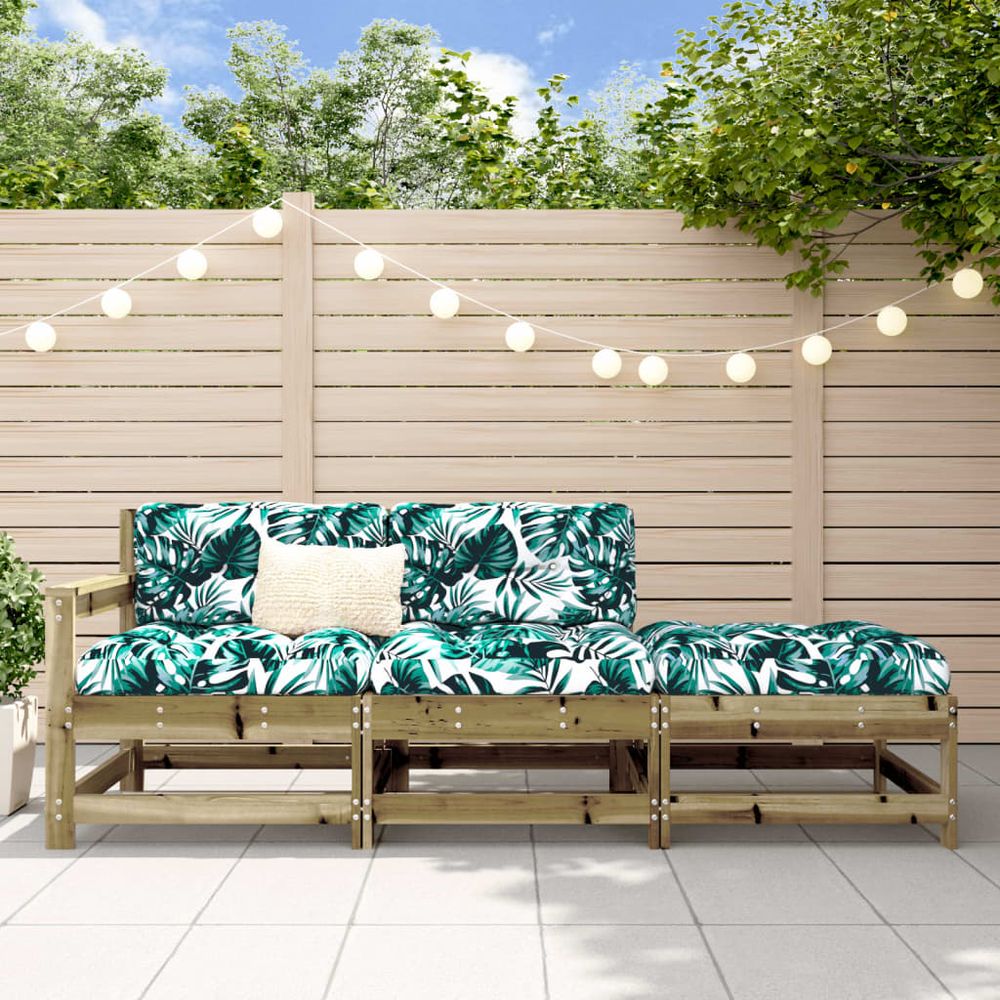 vidaXL 3 Piece Garden Lounge Set with Cushions Impregnated Wood Pine - anydaydirect