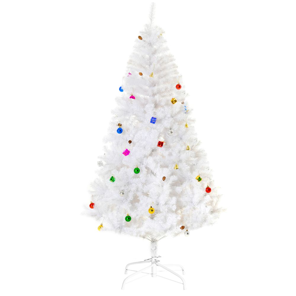 6ft Snow Artificial Christmas Tree Metal Stand Elegant Faux White - anydaydirect