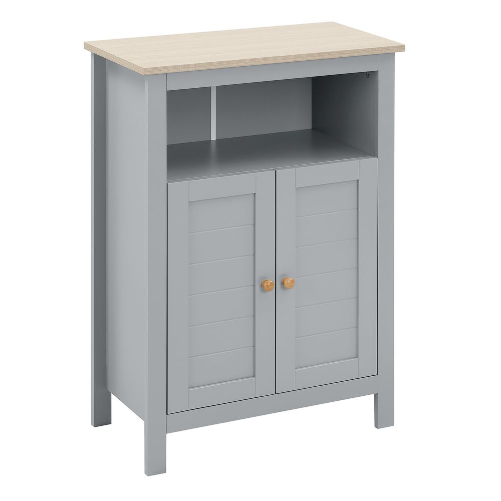 kleankin Bathroom Floor Storage Cabinet Standing Unit  Doors Adjustable Shelf - anydaydirect