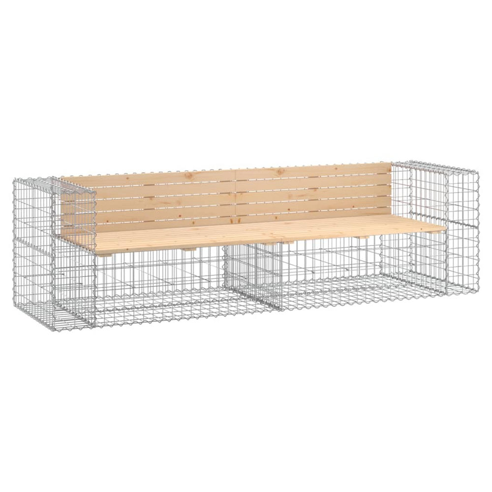 vidaXL Garden Bench Gabion Design 244x71x65.5 cm Solid Wood Pine - anydaydirect