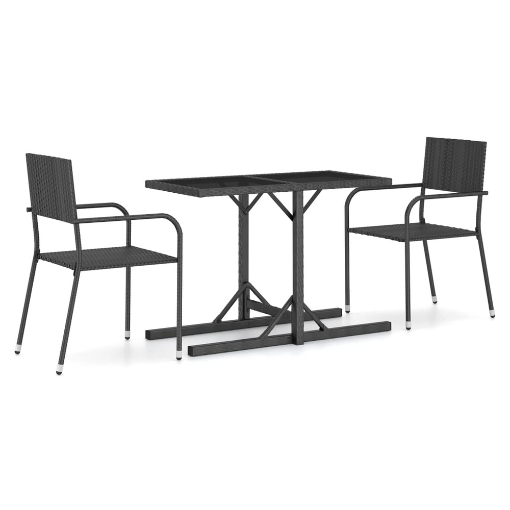 3 Piece Garden Dining Set Black - anydaydirect