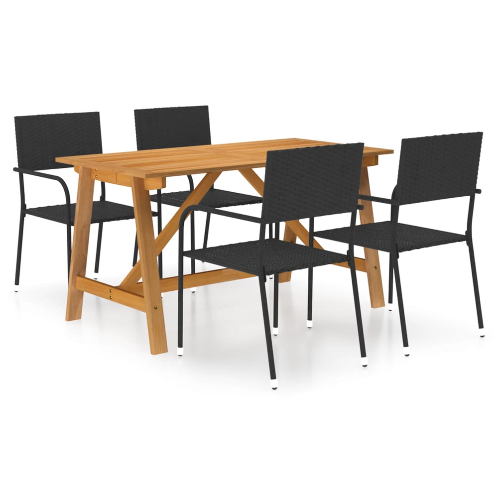 5 Piece Garden Dining Set Black - anydaydirect