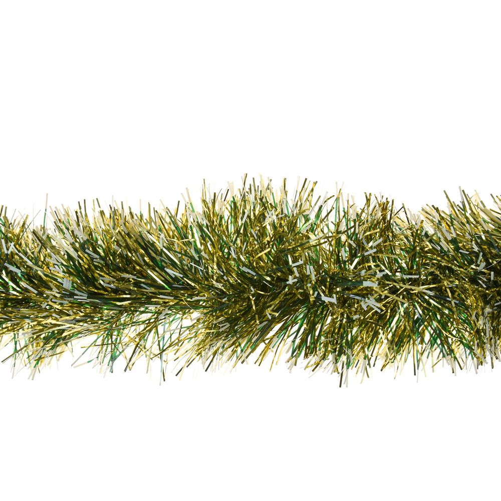 1 x 2M 6 Ply Coloured Snow Tipped 11cm Tinsel Garland GOLD - anydaydirect