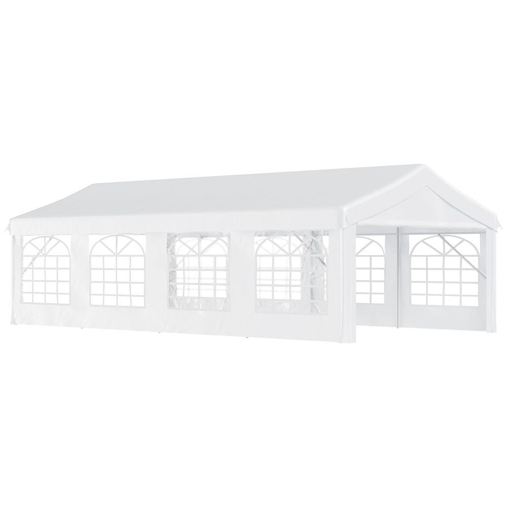 8m Gazebo Garden Marquee Canopy Party Carport Shelter White Outsunny - anydaydirect