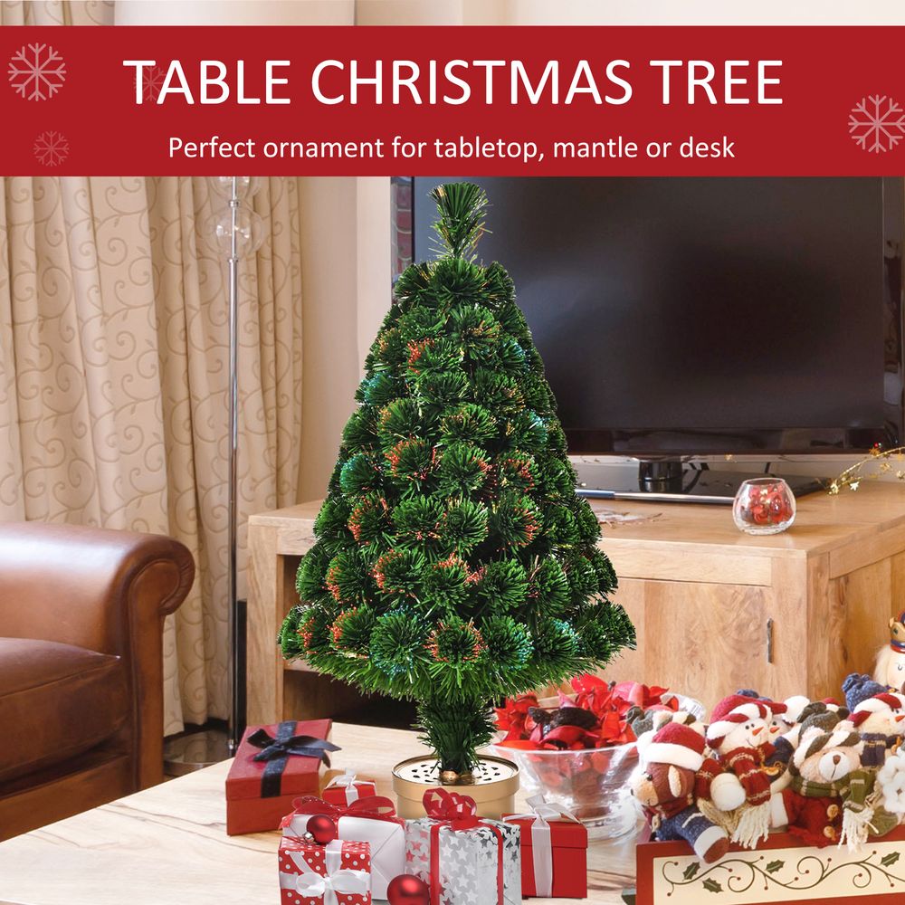 3FT Prelit Artificial Christmas Tree Fiber LED Table Deco Multi-Color Green - anydaydirect