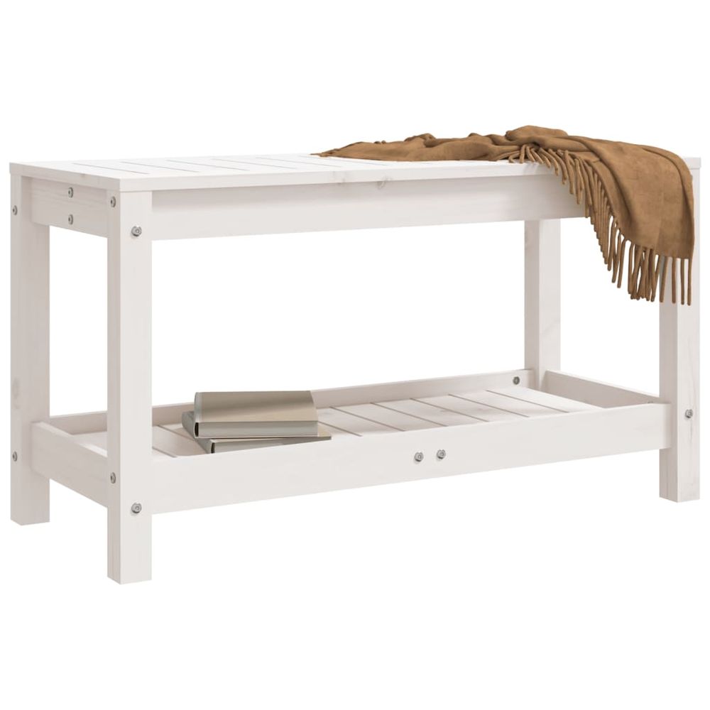 vidaXL Garden Bench White 82.5x35x45 cm Solid Wood Pine - anydaydirect