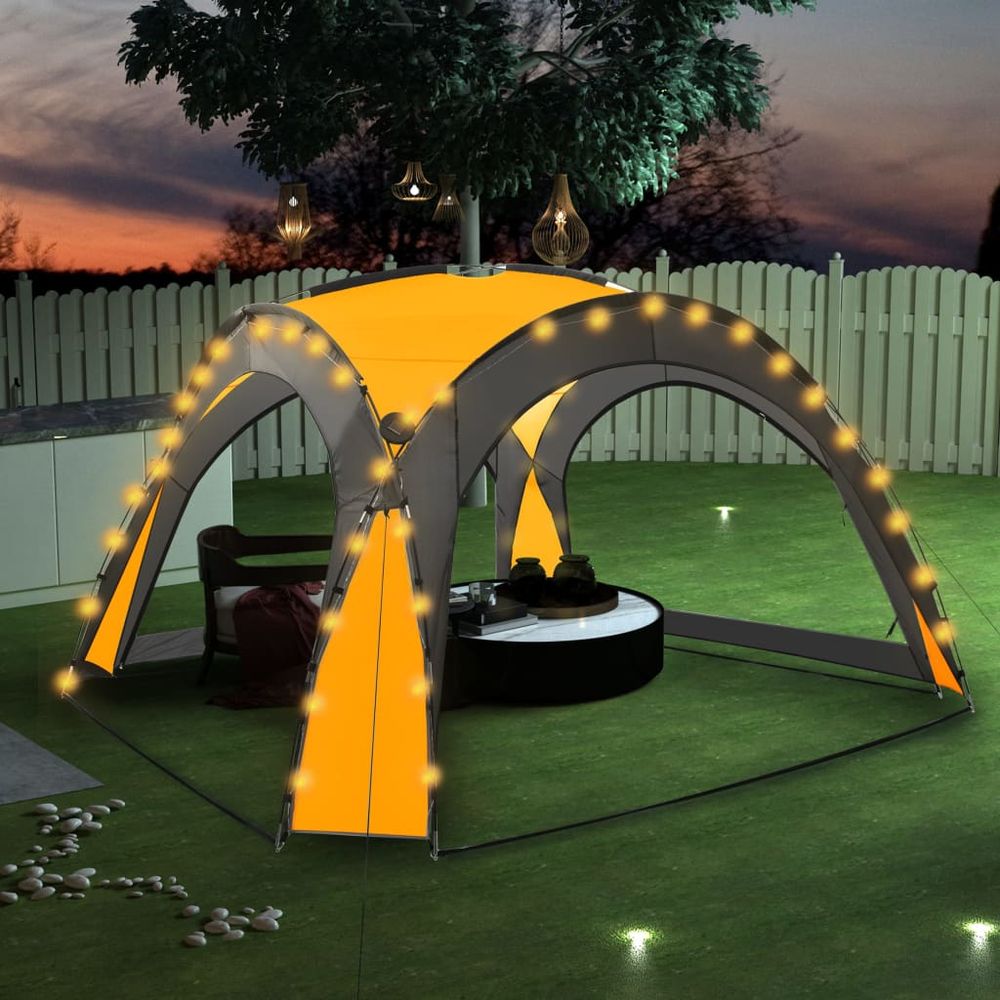 Party Tent with LED and 4 Sidewalls 3.6x3.6x2.3 m - anydaydirect