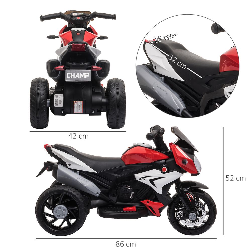 Kids Electric Motorcycle Ride-On Toy 6V Battery Music Horn Lights Red HOMCOM - anydaydirect