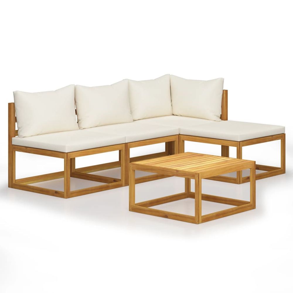 5 Piece Garden Lounge Set with Cushions Solid Wood Acacia (UK/IE/FI/NO only) - anydaydirect