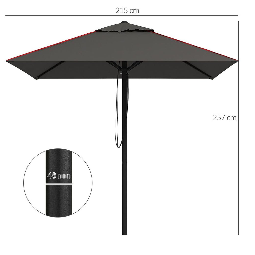 Outsunny Sun Parasol with Vent, Table Umbrella for Patio, Garden, Pool, Grey - anydaydirect