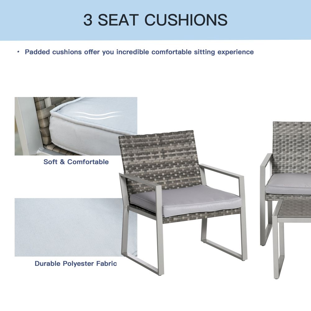 4-Piece Outdoor Garden Rattan Seating Furniture Set Grey - anydaydirect