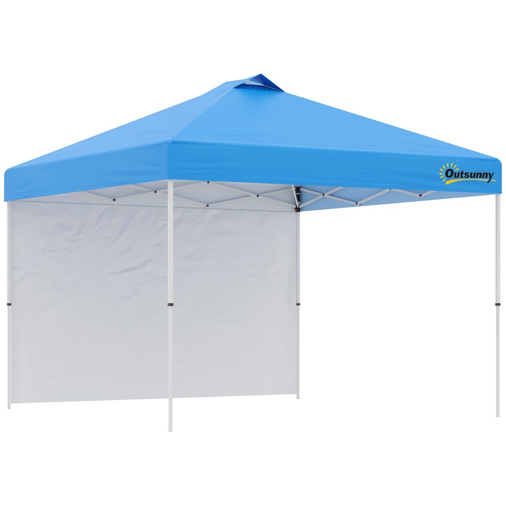 3x3M Pop Up Gazebo Tent with 1 Sidewall, Roller Bag, Blue - anydaydirect