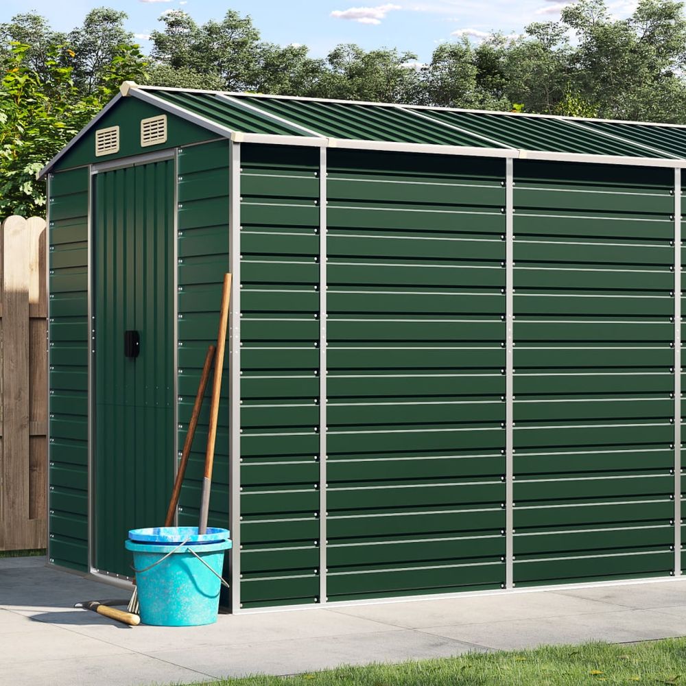 vidaXL Garden Shed Green 191x980x198 cm Galvanised Steel - anydaydirect