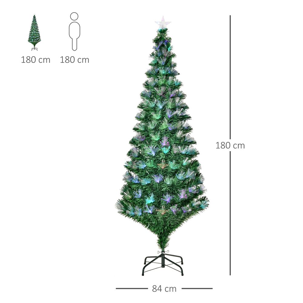 6FT Multicoloured Artificial Christmas Tree Fibre Optic Lights Star Holder - anydaydirect