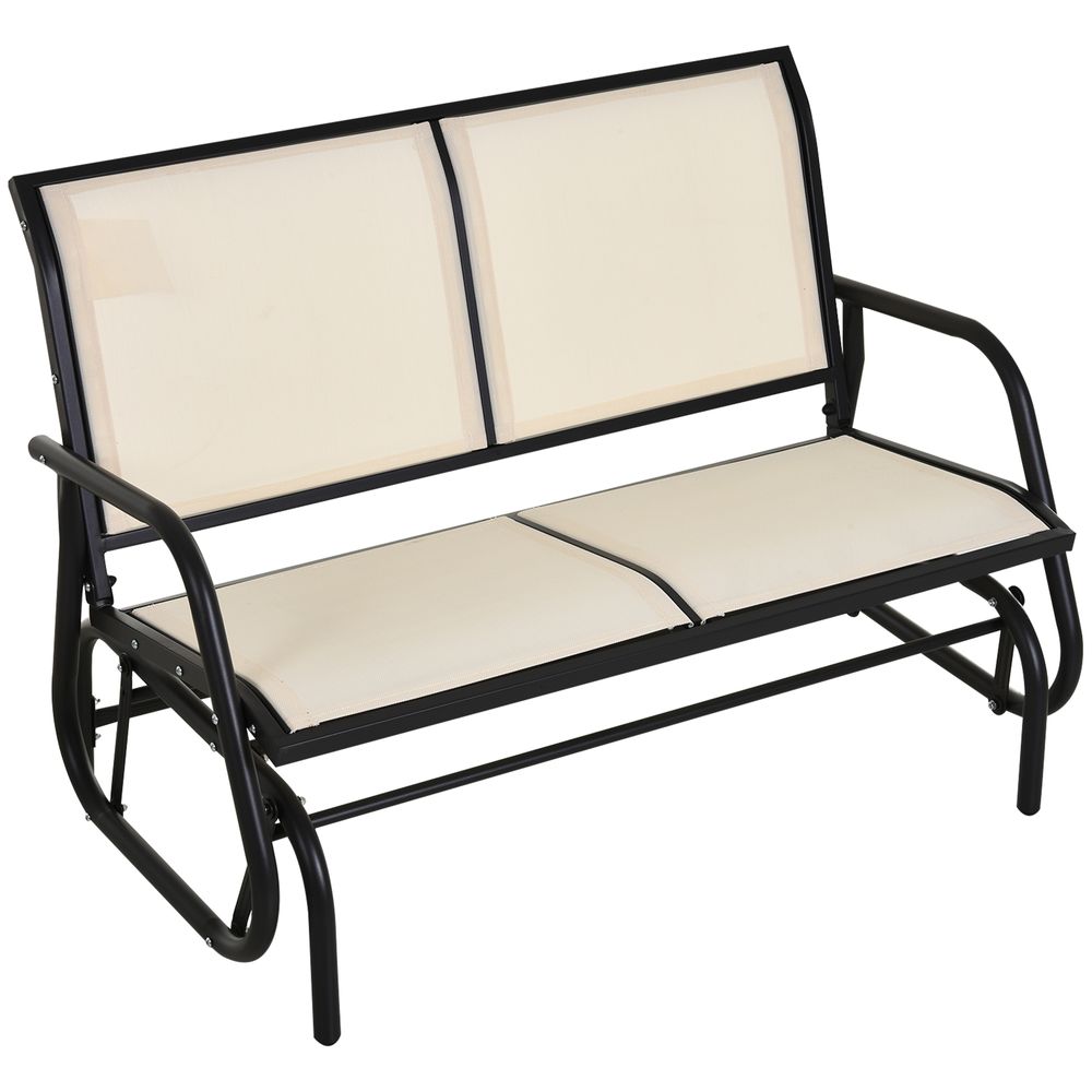 Outsunny 2-Person Patio Glider Bench Gliding Chair Loveseat w/ Armrest Beige - anydaydirect