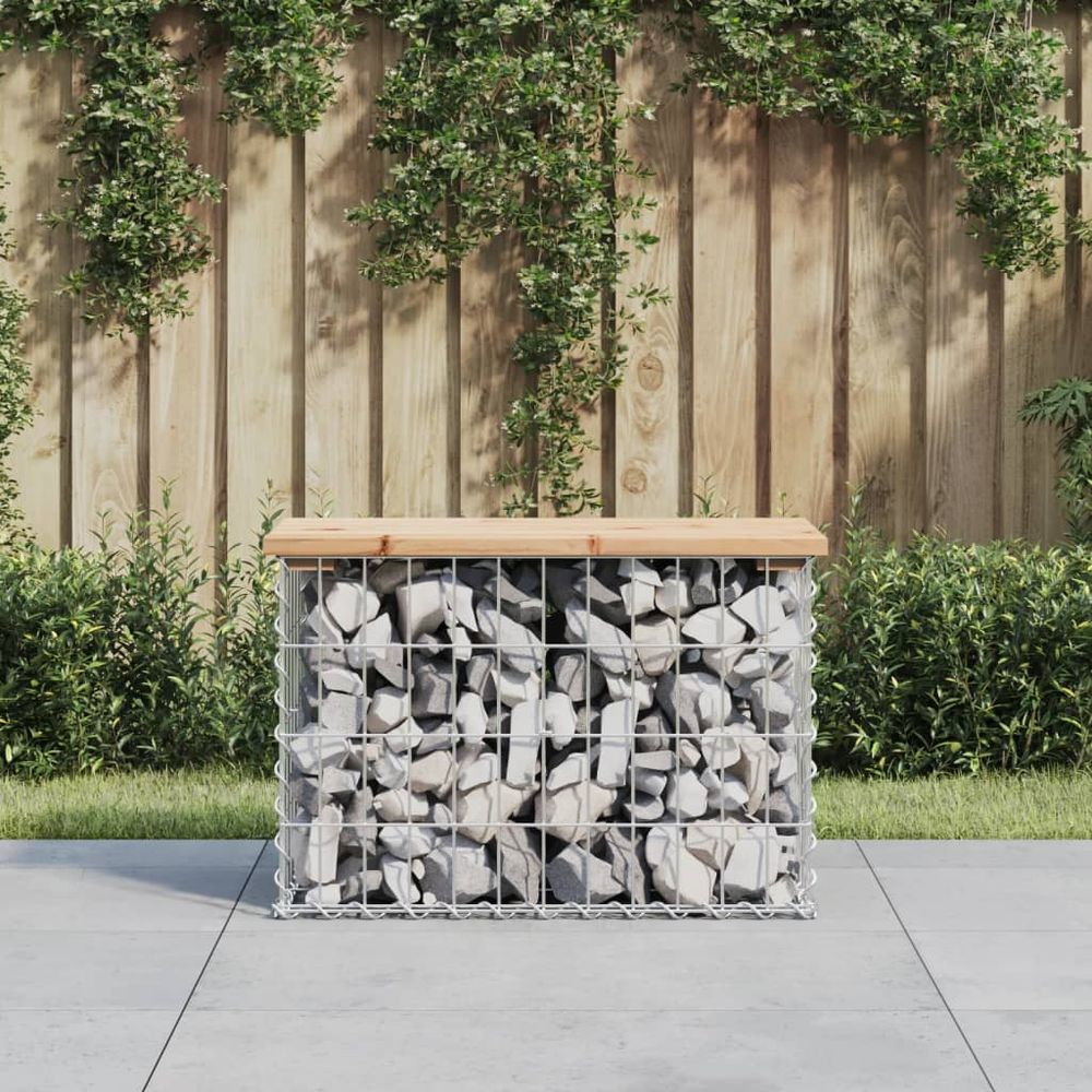 vidaXL Garden Bench Gabion Design 63x31.5x42 cm Solid Wood Pine - anydaydirect