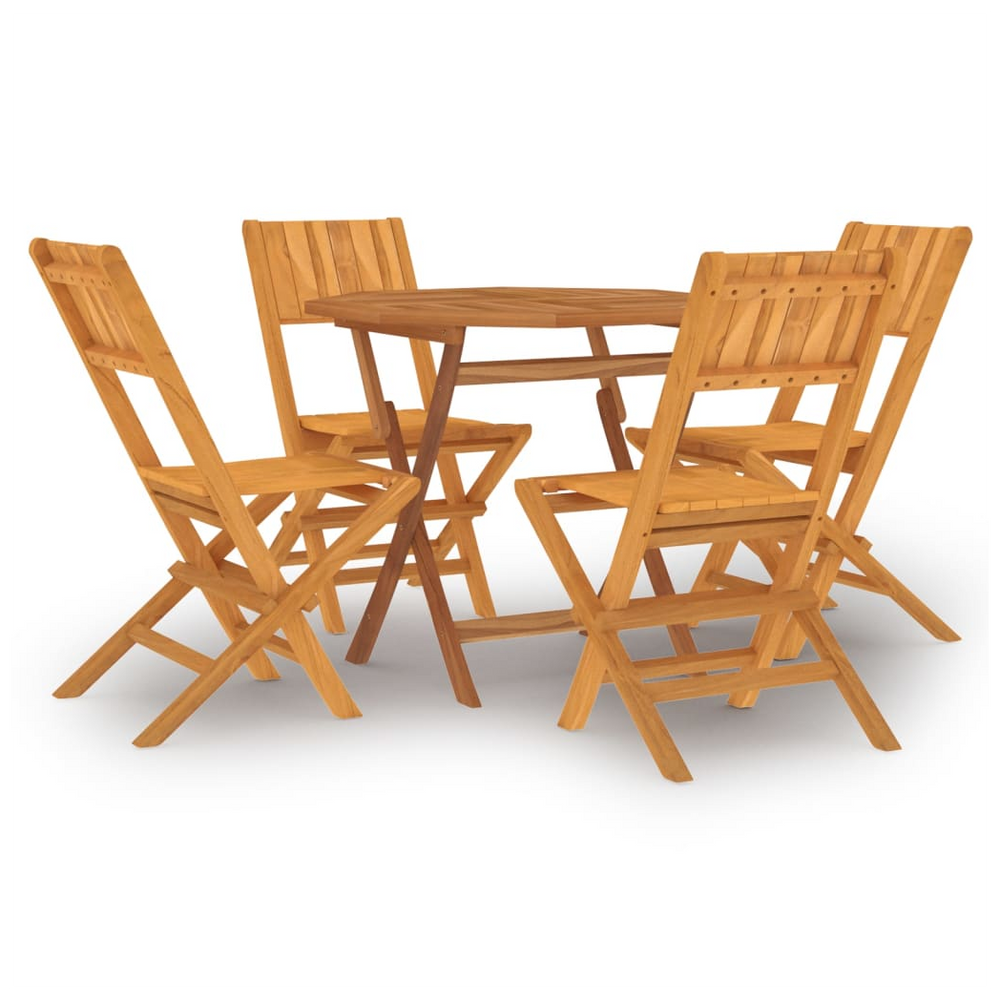 5 Piece Garden Dining Set Solid Wood Teak - anydaydirect