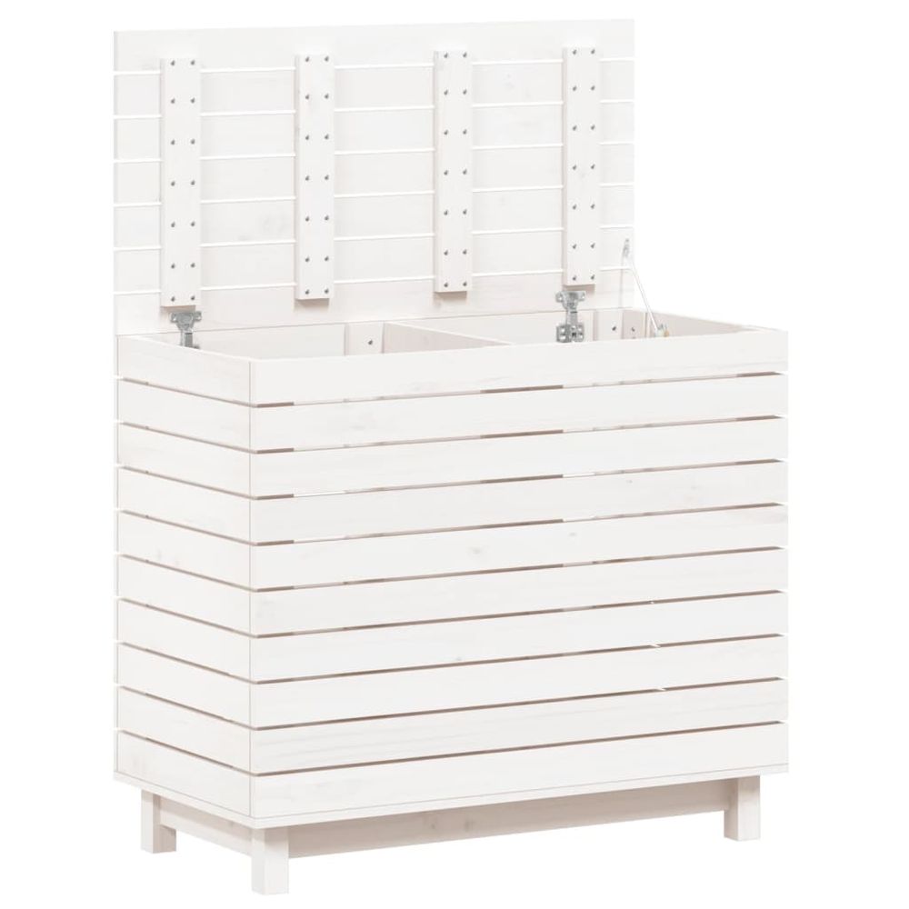 vidaXL Laundry Basket White 88.5x44x76 cm Solid Wood Pine - anydaydirect