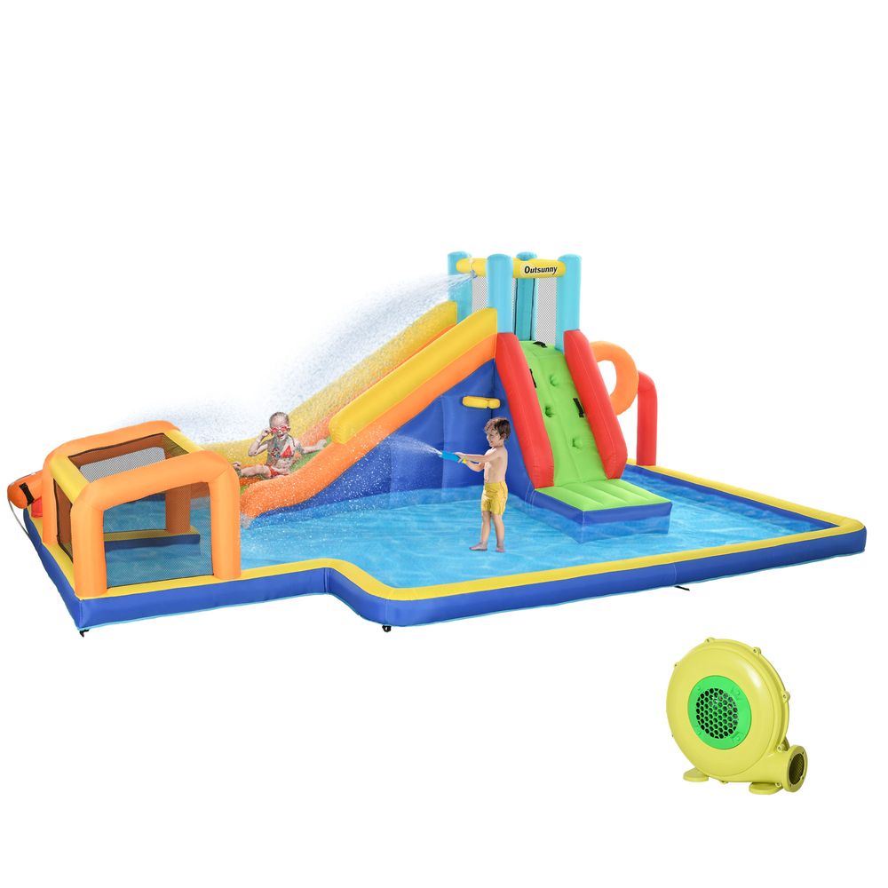 Outsunny Kids 6 in 1 Bouncy Castle with Blower, Carrying Bag for 3-8 Years - anydaydirect