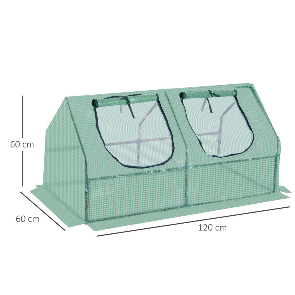 Mini Greenhouse With 2 Windows, Plant Flower Herbs Growing 120cmx60cmx60cm - anydaydirect