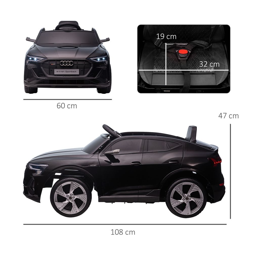 12V Kids Electric Ride-On Car/ w Remote Control, Lights, Music - Black - anydaydirect